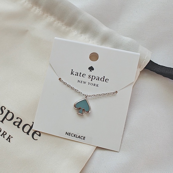 KATE SPADE Everyday Spade Enamel Mini Pendant/Necklace Crisp Sky O0RU3073 $59 - Picture 1 of 3